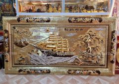 Tranh Thuận Buồm Xuôi Gió Kích Thước 230 x120  Đồng Vàng Dát Vàng - Khung Đồng