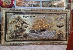 Tranh Thuận Buồm Xuôi Gió Kích Thước 170 x90  Đồng Vàng Dát Vàng - Khung Đồng