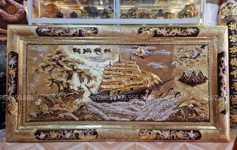 Tranh Thuận Buồm Xuôi Gió Kích Thước 170 x90  Đồng Vàng Dát Vàng - Khung Đồng