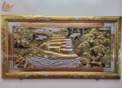 Tranh Thuận Buồm Xuôi Gió Kích Thước 230 x120  Đồng Vàng Dát Vàng - Khung Đồng