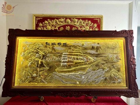 Tranh Thuận Buồm Xuôi Gió Kích Thước 230*120 Cm Đồng Vàng Xước Dát Vàng - Khung Hoa Tây.