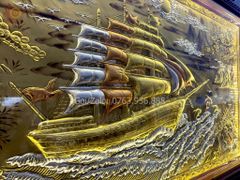 Tranh Thuận Buồm Xuôi Gió Kích Thước 230*120 Cm Đồng Vàng Xước Dát Vàng - Khung Hoa Tây.