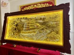 Tranh Thuận Buồm Xuôi Gió Kích Thước 230*120 Cm Đồng Vàng Xước Dát Vàng - Khung Hoa Tây.