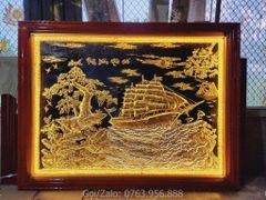 Tranh Thuận Buồm Xuôi Gió Kích Thước  198*150 Cm Đồng Vàng Nền Đen Dát Vàng - Khung Trơn