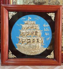 Tranh Thuận Buồm Xuôi Gió Kích Thước 80x 80 Đồng Vàng - Khung Sồi