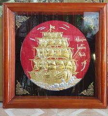 Tranh Thuận Buồm Xuôi Gió Kích Thước 80x 80 Đồng Vàng - Khung Sồi