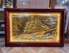 Tranh Thuận Buồm Xuôi Gió Kích Thước 110 x 70 Đồng Vàng - Khung Sồi