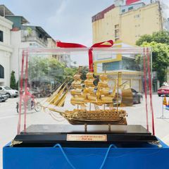 Mô hình Thuyền mạ vàng 24k- Ngang 50cm, cao 35cm, sâu 22cm