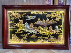 Tranh Mã Đáo Thành Công Kích Thước 110 x70  Đồng Vàng Xước Dát Vàng - Khung Trơn