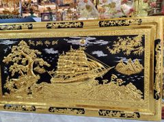 Tranh Thuận Buồm Xuôi Gió Kích Thước 170 x90  Đồng Vàng Dát Vàng Nền Đen - Khung Đồng