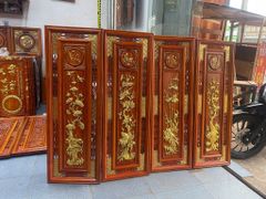 Tranh Gỗ Tứ Quý - Gỗ Hương Đỏ  - Kích Thước 107*37*3