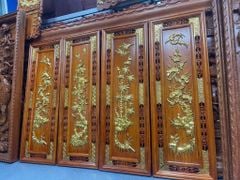 Tranh Gỗ Tứ Quý - Gỗ Hương Đỏ  - Kích Thước 107*37*3