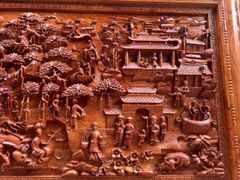 Tranh Gỗ Đồng Quê - Gỗ Hương Đá  - Khung Trơn- Kích Thước 237 x117 x 8