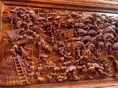 Tranh Gỗ Đồng Quê - Gỗ Hương Đá  - Khung Trơn- Kích Thước 237 x117 x 8