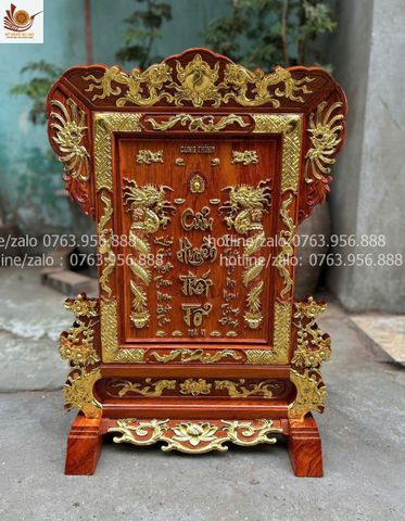 Phụ Kiện Đồ Gỗ- Bài Vị Cửu Huyền Thất Tổ -Gỗ hương giát vàng cao cấp