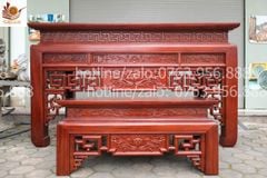 bàn thờ đứng- án gian  nhị cấp gỗ gụ lào -Đục Chiện Hoa Sen Kích Thước N197*S107*C117