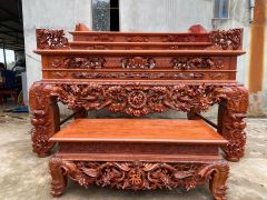 bàn thờ đứng-án gian Gỗ Hương Đá Ngang 217cm, Sâu 127cm, Cao 157cm - Đục Mai Đào