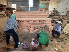 bàn thờ đứng-án gian Gỗ Hương Đá Ngang 217cm, Sâu 127cm, Cao 157cm - Đục Mai Đào