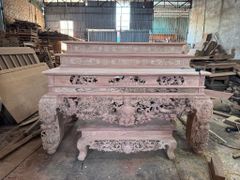 bàn thờ đứng-án gian Gỗ Hương Đá Ngang 217cm, Sâu 127cm, Cao 157cm - Đục Mai Đào