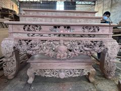 bàn thờ đứng-án gian Gỗ Hương Đá Ngang 217cm, Sâu 127cm, Cao 157cm - Đục Mai Đào