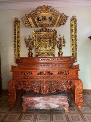 bàn thờ đứng-án gian Gỗ Hương Đá Ngang 217cm, Sâu 127cm, Cao 157cm - Đục Mai Đào