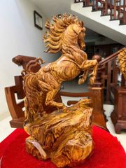 Tượng Linh vật Nhất mã gỗ cẩm việt hàng kỹ liền khối 100% siêu vân Kt Cao42. N23.s15