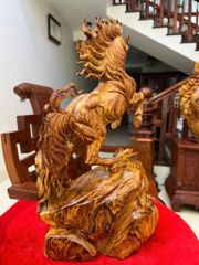 Tượng Linh vật Nhất mã gỗ cẩm việt hàng kỹ liền khối 100% siêu vân Kt Cao42. N23.s15