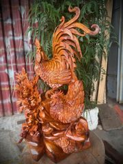 Tượng Linh Vật Gđ gà gỗ hương ta  N47- S30- C80