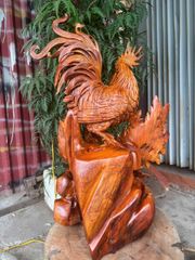 Tượng Linh Vật Gđ gà gỗ hương ta  N47- S30- C80