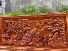 tranh gỗ Phú Quý Ngọc Đường  Gỗ hương đá 117 x 237 x 8