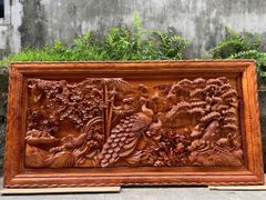 tranh gỗ Phú Quý Ngọc Đường  Gỗ hương đá 117 x 237 x 8