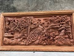 tranh gỗ Phú Quý Ngọc Đường  Gỗ hương đá 117 x 237 x 8