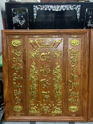 Tranh cửu huyền thất tổ gỗ  Hương đá Cao 117cm, ngang 108cm