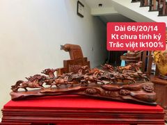 Tượng Linh Vật-Bát mã gỗ trắc việt liền khối 100% chất đỏ đen vân đẹp Kt. Dài 66. C20.s14