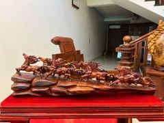 Tượng Linh Vật-Bát mã gỗ trắc việt liền khối 100% chất đỏ đen vân đẹp Kt. Dài 66. C20.s14