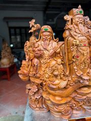 Tượng phật gỗ -Bộ ba phúc lộc thọ Gỗ hương ta liền nguyên khối 82/90/47cm