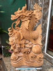 tượng gỗ Cá chép hoá rồng gỗ ngọc am thơm nức hàng kỹ nét liền khối