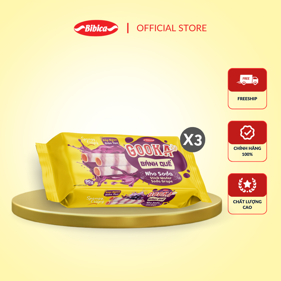  Combo 3 Bánh Gooka Stick Wafer Bibica 90g 