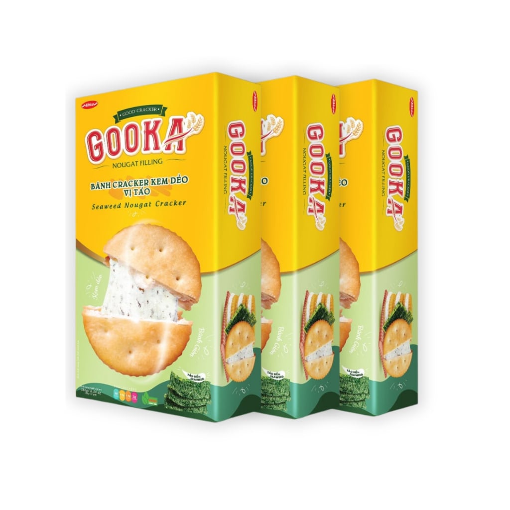  Combo 3 Bánh Gooka Cracker Nougat Filling Vị Tảo Biển Bibica 