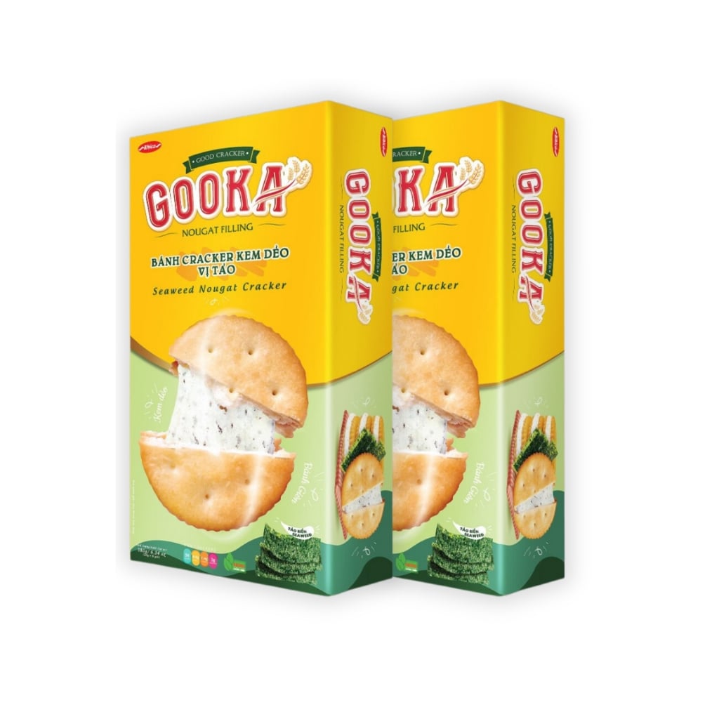  Combo 2 Bánh Gooka Cracker Nougat Filling Vị Tảo Biển Bibica 