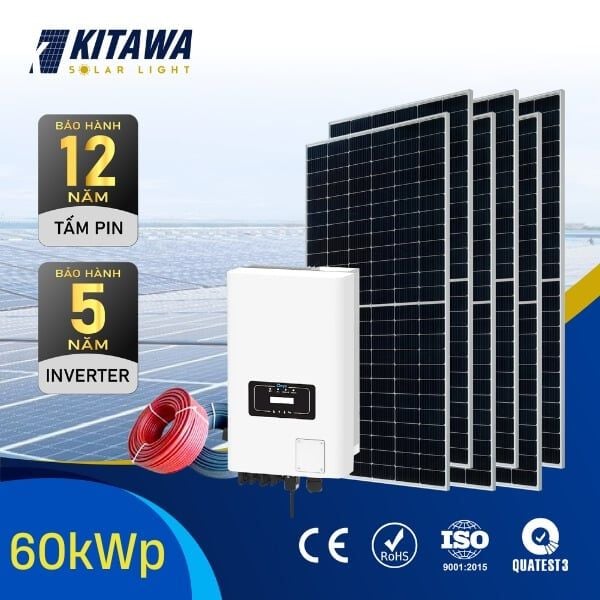 Combo Hệ Thống Điện Mặt Trời Hòa Lưới Bám Tải 60kWp 3 Pha 380V
