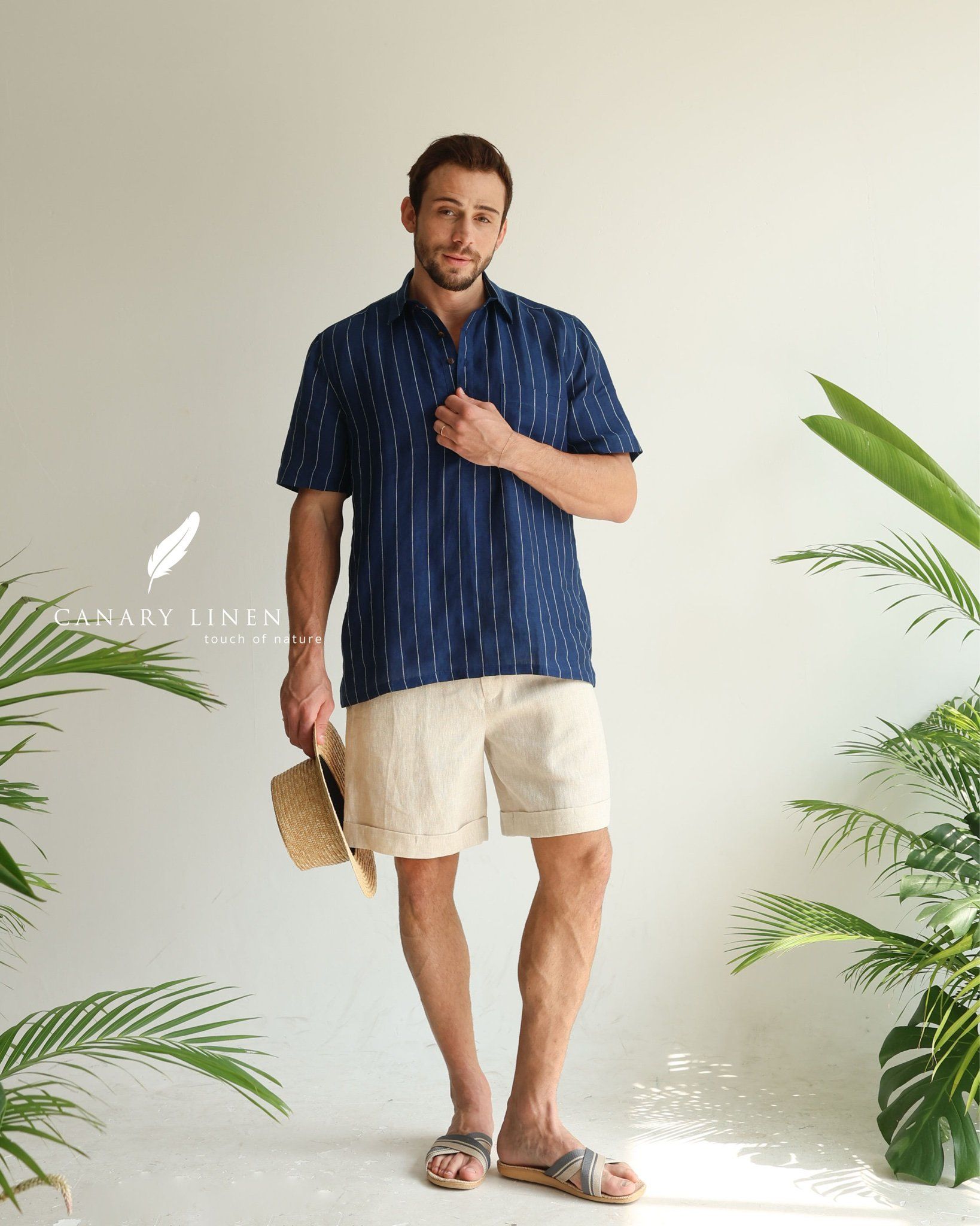  Short - Sleeve Polo Shirt - Xanh sọc 
