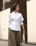  Áo sơ mi nút cài eo - Trắng 