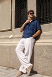 Men's Linen Stride Pants - Trắng 