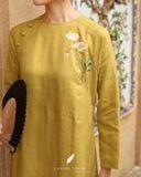  Áo dài cổ tròn - Hoa Anh Túc 