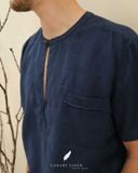  Áo cổ nẹp gài nút tay ngắn - Xanh navy 