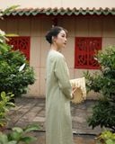  Áo dài cổ tròn - Hoa Cúc Cánh Bướm 