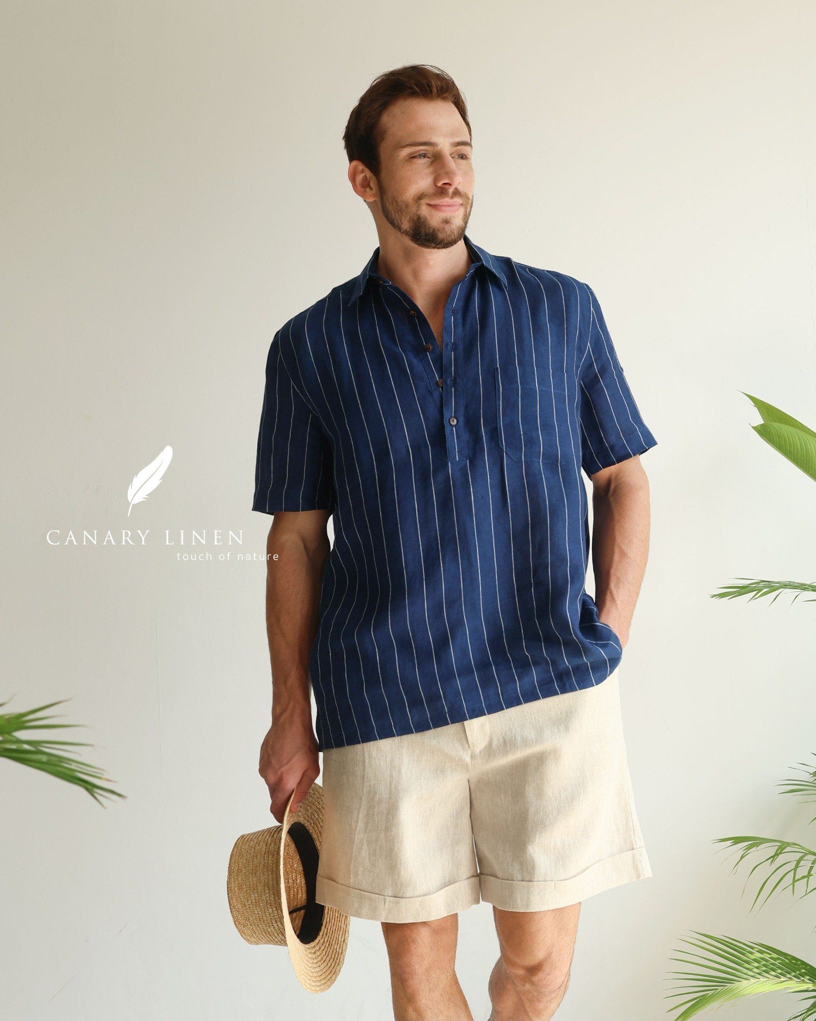  Short - Sleeve Polo Shirt - Xanh sọc 