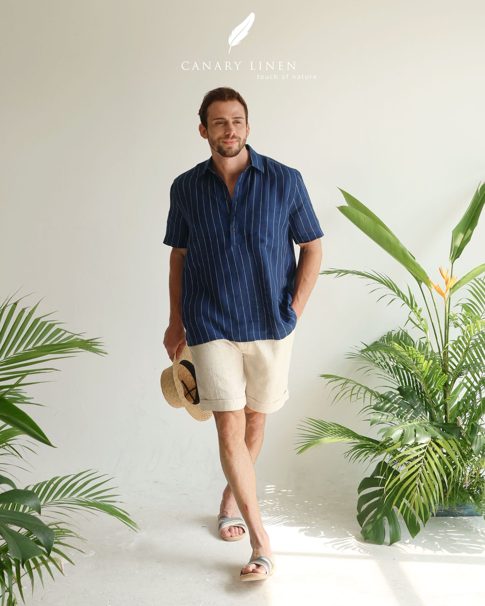  Short - Sleeve Polo Shirt - Xanh sọc 