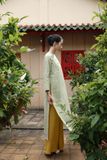  Áo dài cổ tròn - Hoa Cúc Cánh Bướm 